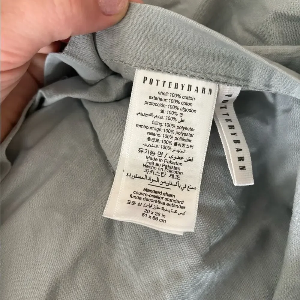 Pottery Barn Dusty Blue Cotton Standard Sham Pillowcase